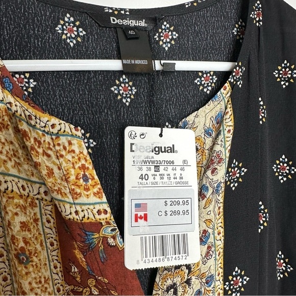 NWT DESIGUAL Women’s Gelia Bohemian Handkerchief Midi Dress Size 40 US 6 - Picture 6 of 10